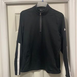 Under Armour quarter zip loose fit pullover . Black with white accents.
